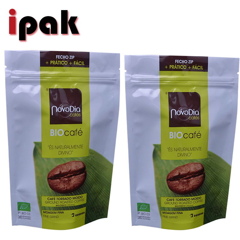 Wholesale Resealable Custom Aluminum Foil Coffee Bag Stand Up 250 Gram Packaging Bag