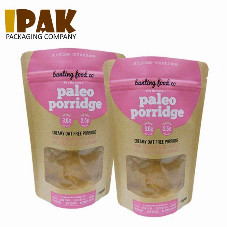 Food Grade Zip Lock Kraft Paper Stand Up Bag