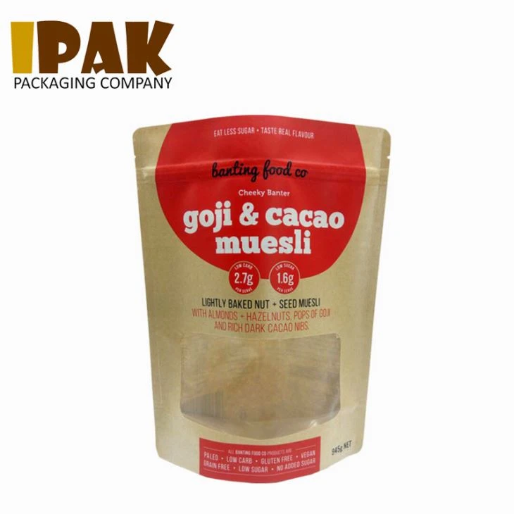 Food Grade Zip Lock Kraft Paper Stand Up Bag