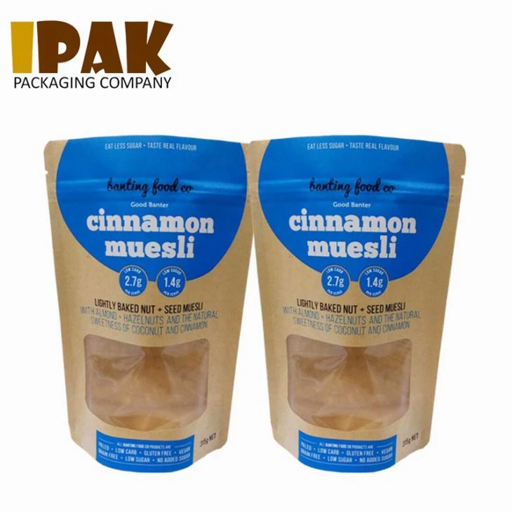 Food Grade Zip Lock Kraft Paper Stand Up Bag