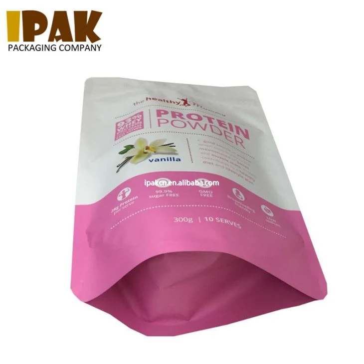 Matte Printing Big Capacity Stand Up High Protein Powder Packaging Bag